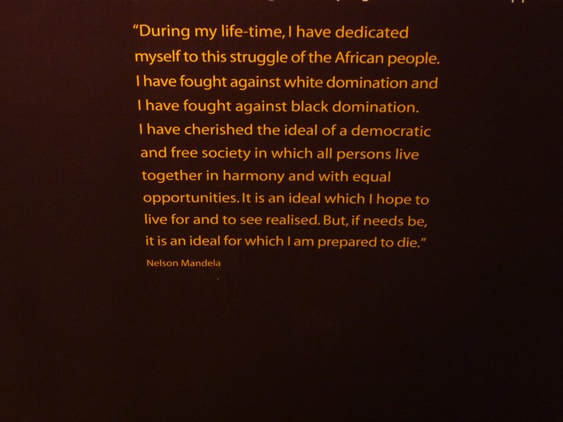 text of Nelson Mandela in Apartheid Museum Soweto Johannesburg