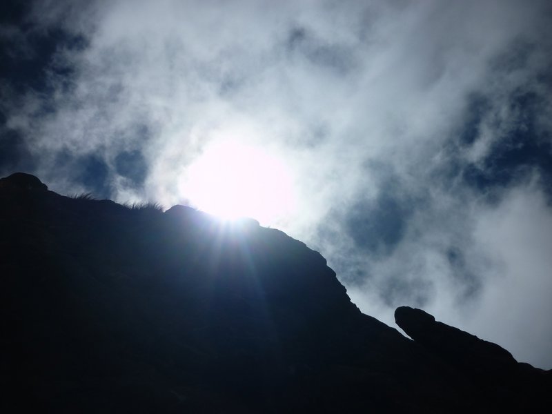the sun on top of a mountain Tugela Falls