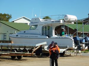 our boat Megalodon II in Kleinbaai