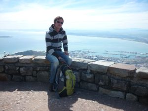 me sitting on top of Table Mountain and Robben Island