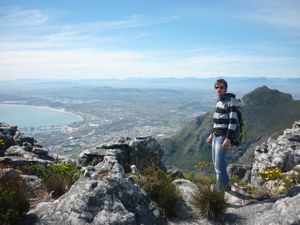 me standing on top of Table Mountain and Capetwon
