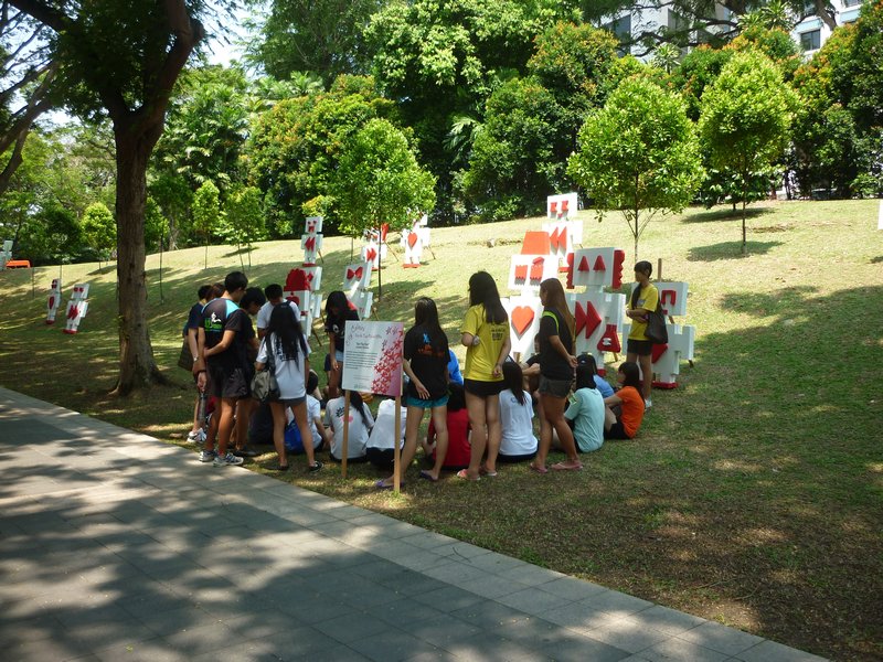 group of school kids in park Singapore