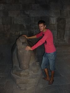 me and a statue Prambanan temple Yogyakarta