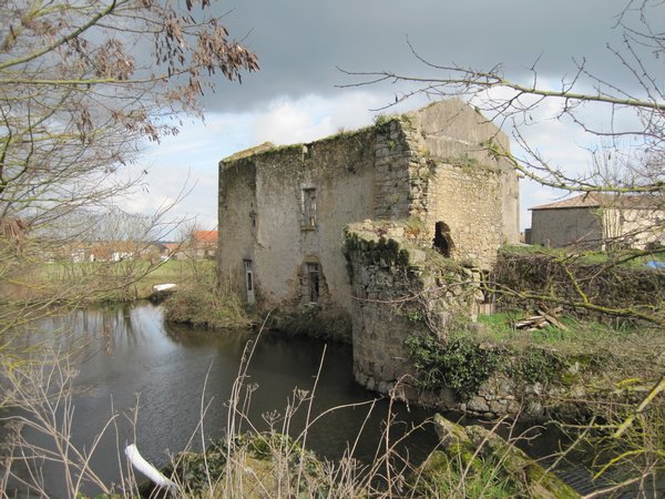 a nice view of the ruin and moat