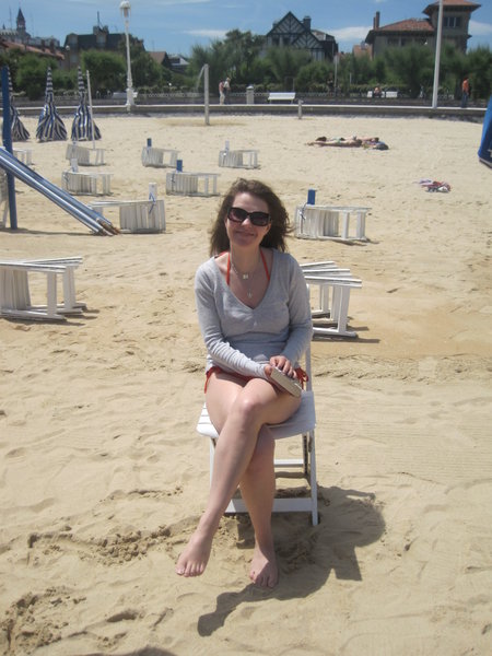 Allie on the beach at San Sebastian