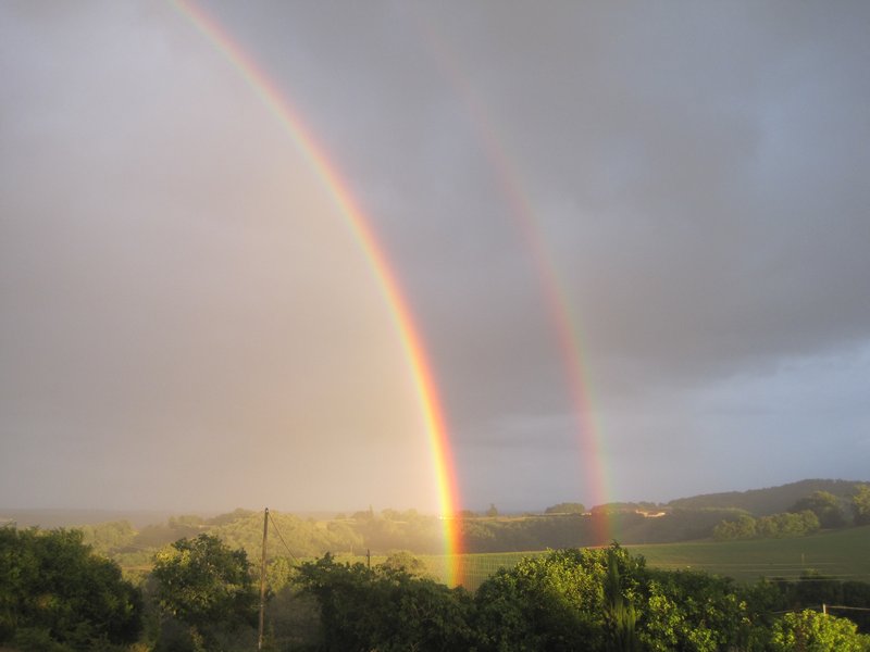 A rare double rainbow after a storm