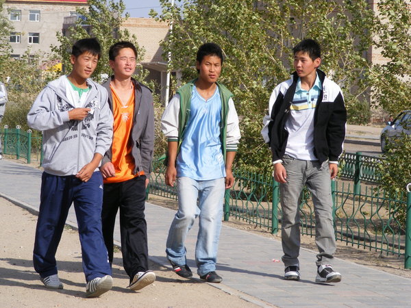 Mongolian youth wandering the street