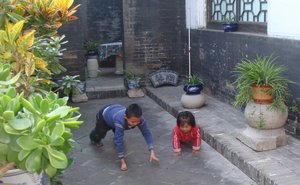 Kids playing in the courtyard