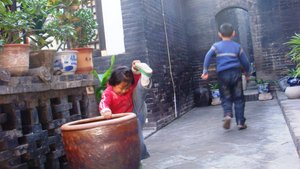 Kids playing in the courtyard