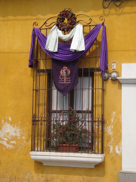 All the houses decorated in lent-purple