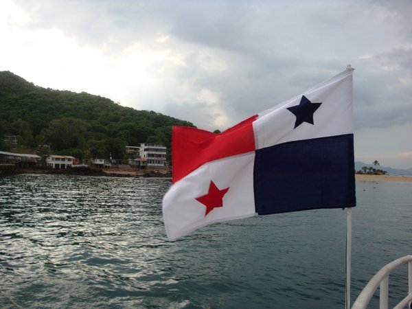 Panama flag, upon leaving Isla Taboga