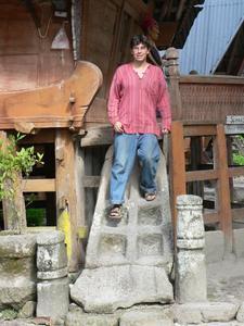 Stone ladder up to a Batak house