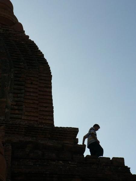 Stephan climbing down the Seinnyet Ama Temple