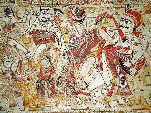 Wild battle scene of the Ramayana