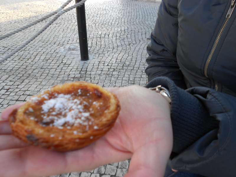 Shannon getting ready to dive into a Pastel de Belem