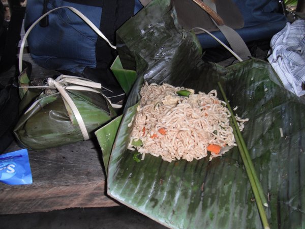 lunch wrapped in banana leaves