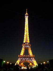 eiffel lit up and sparkling
