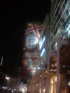 England Badge on Billboard outside Mall