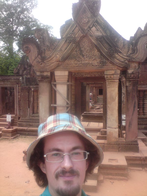 In front of doorway at Banteay Srei