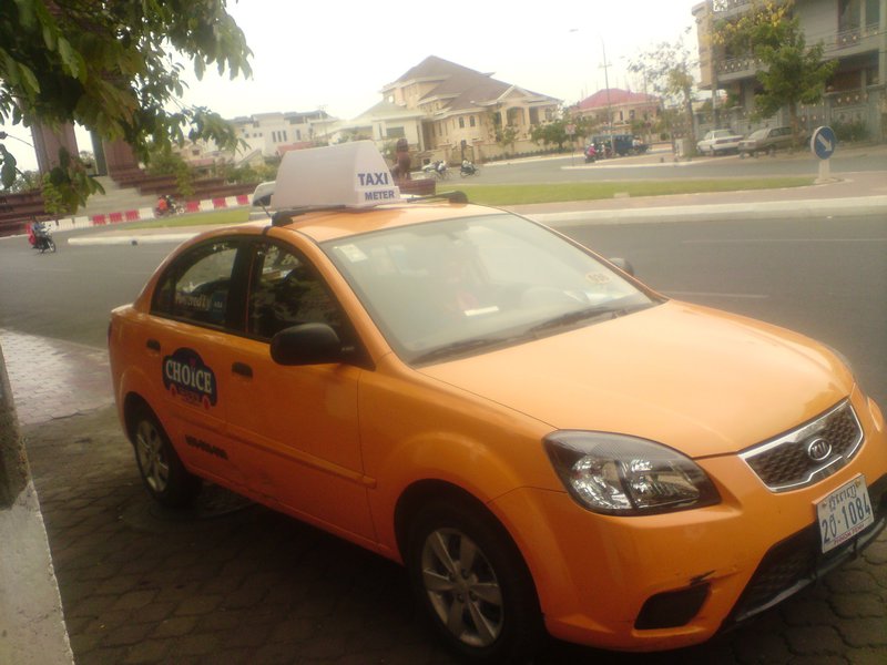 One of Phnom Penh's few meter taxis