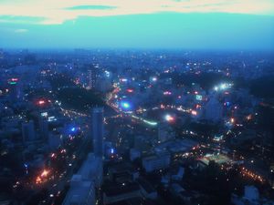 Night view of city, Saigon Skydeck