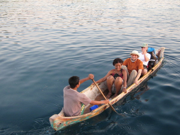 leaving in the canoe for Seraya Island