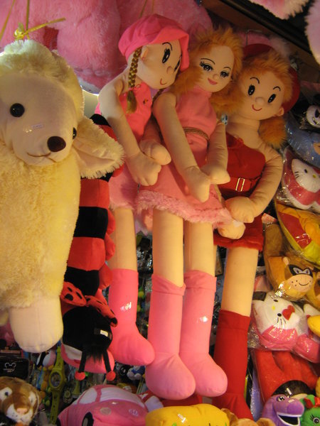 girl dolls (and a sheep...)