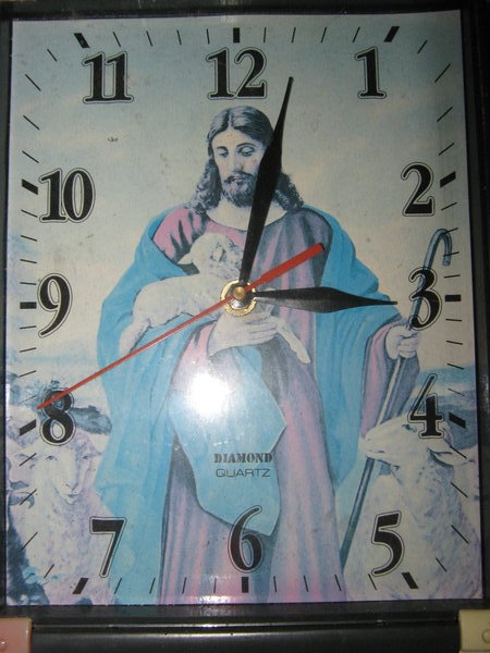 Jesus says it's three o'clock