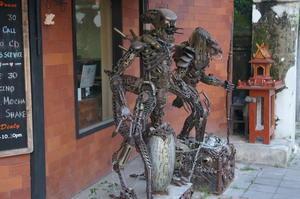 Alien and Predator outside Browny House