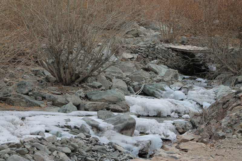 frozen waterway down the Rumbak Valley