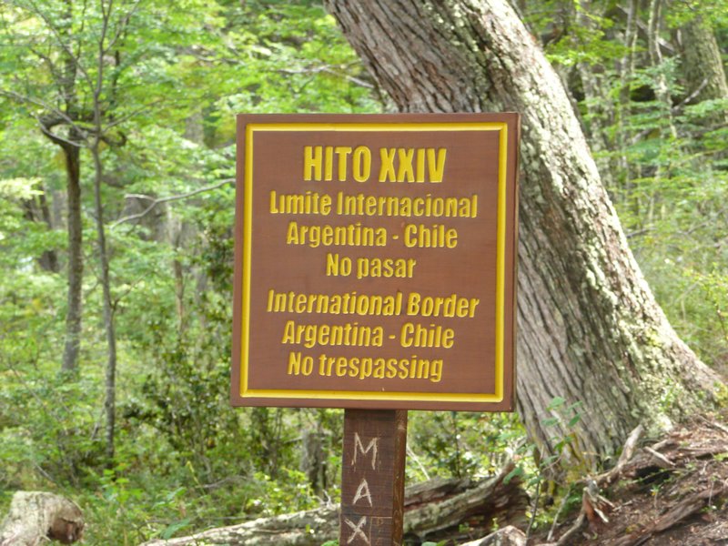 The sign at the border of Chile and Argentina.