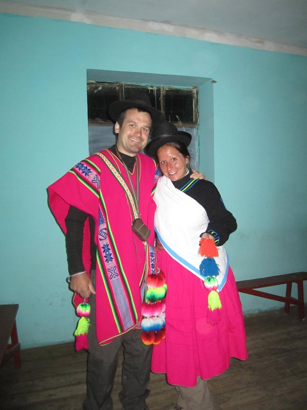 Dressed in traditional highland Peruvian attiire!