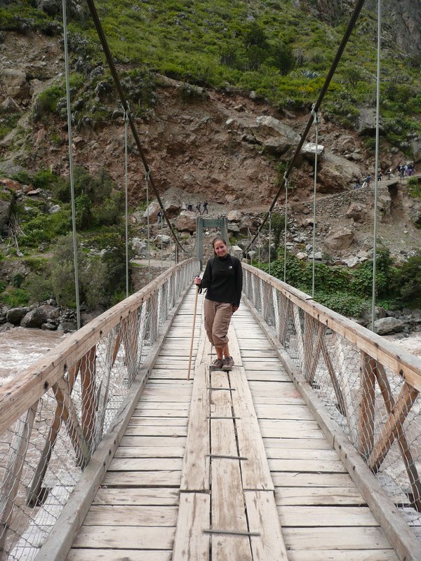 Carina on the bridge at the start of the trek