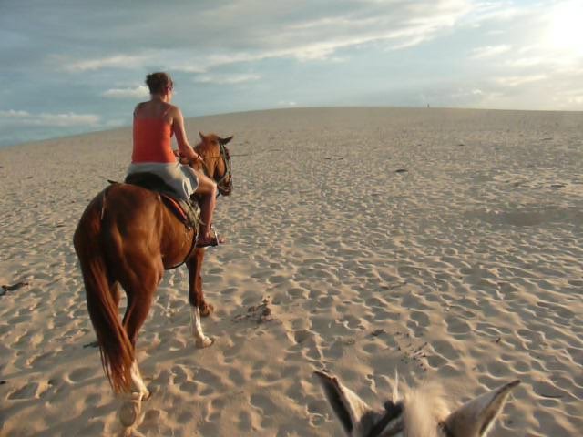 Riding up the dune
