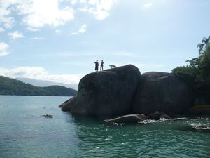 On the big rock at the third island