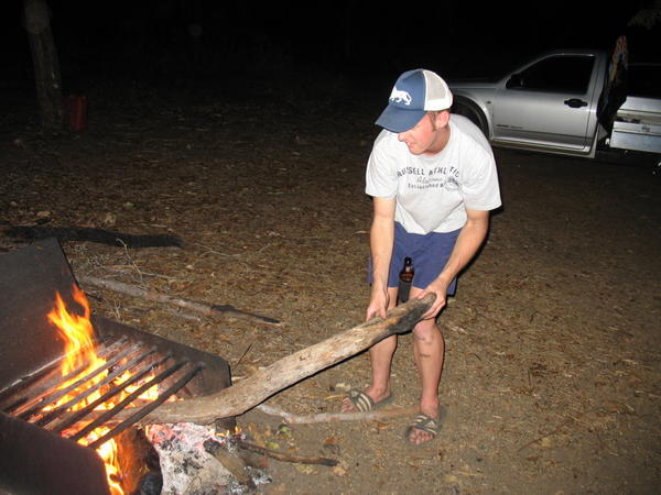 Sam stoking the fire (first night maddness)