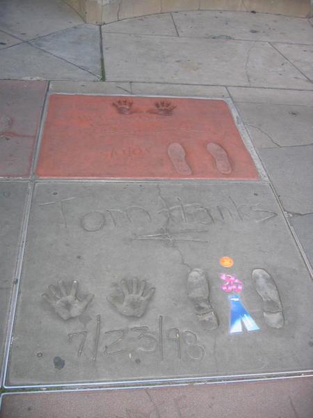 With Tom Hanks' hand and footprints