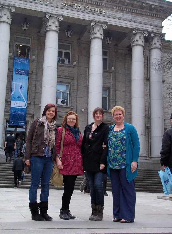 Outside Ruse University with Lois.