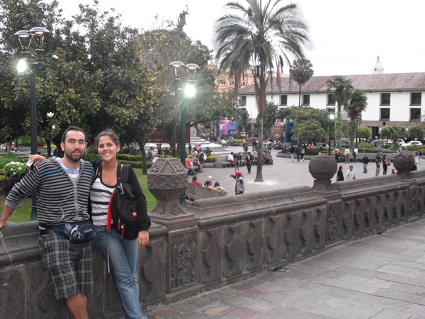 Jose & Conni at Plaza Grande, Quito Old Town
