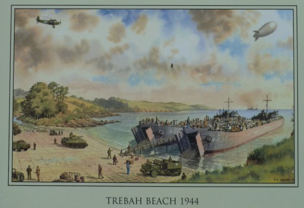 Zeichnung: Trebah Beach 1944