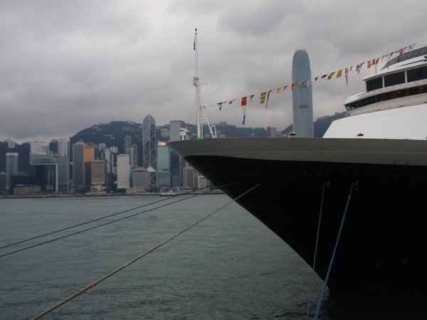 Docked opposite Hong Kong Island