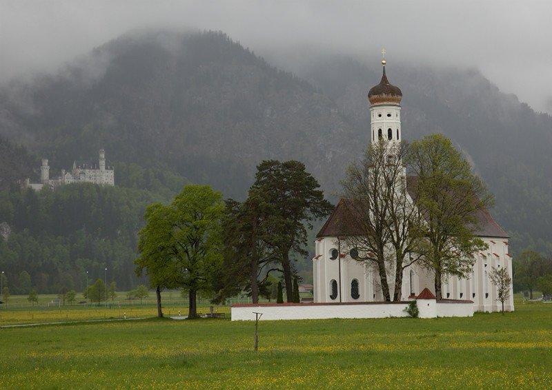 Baroque Church of Saint-Coloman with Nauschwanstein Castle