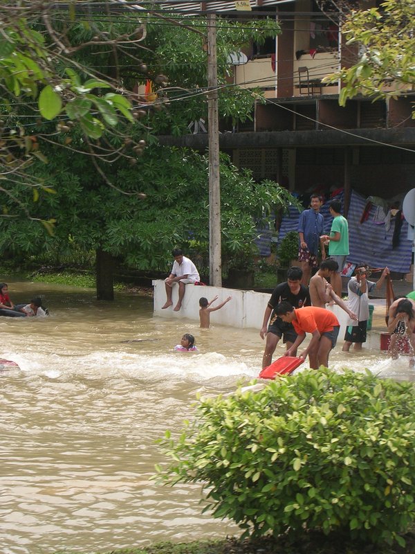 Children in the flood