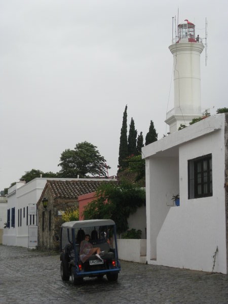 Cobbled streets and the lighthouse in Colonia