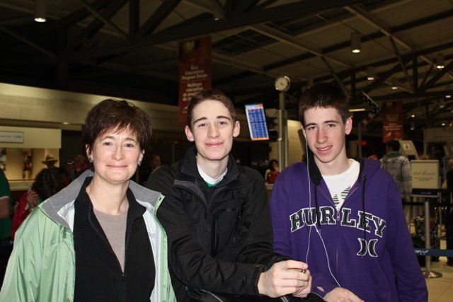 Robin, Drew and Matt at the airport