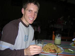 Simon feasting in Lima