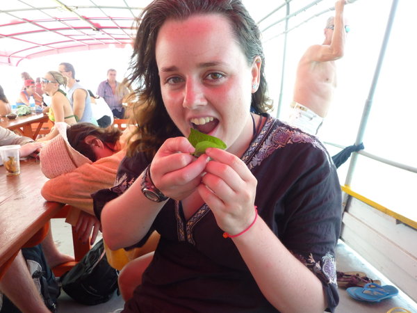 Me trying some funny Thai snack