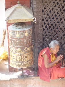 Lady outside the stupa