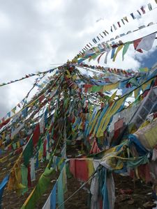The prayer flags at Ganden Monastery