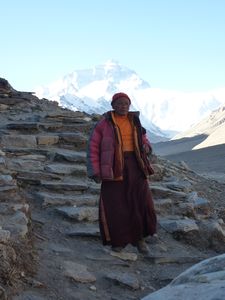 Monk in front of Everest
